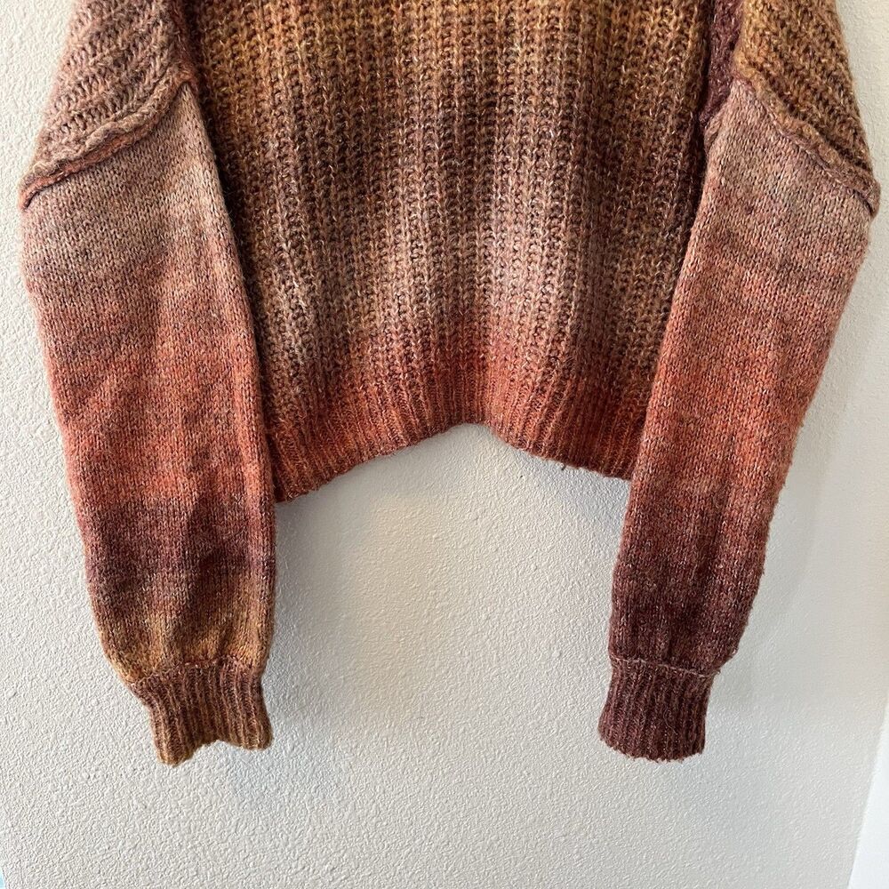 Rewind Women's Sweater Size XL Ombre Brown Tones Oversized Balloon Sleeves Boho - Picture 8 of 12